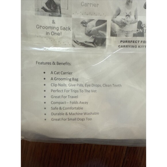Purrfect Pouch Cat/Small Dog Carrier & Grooming Sack as seen On FB & TV - Picture 2 of 3